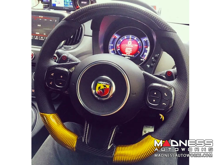 FIAT 500 ABARTH Steering Wheel Sides Cover - Carbon Fiber - Yellow - 595 Edition